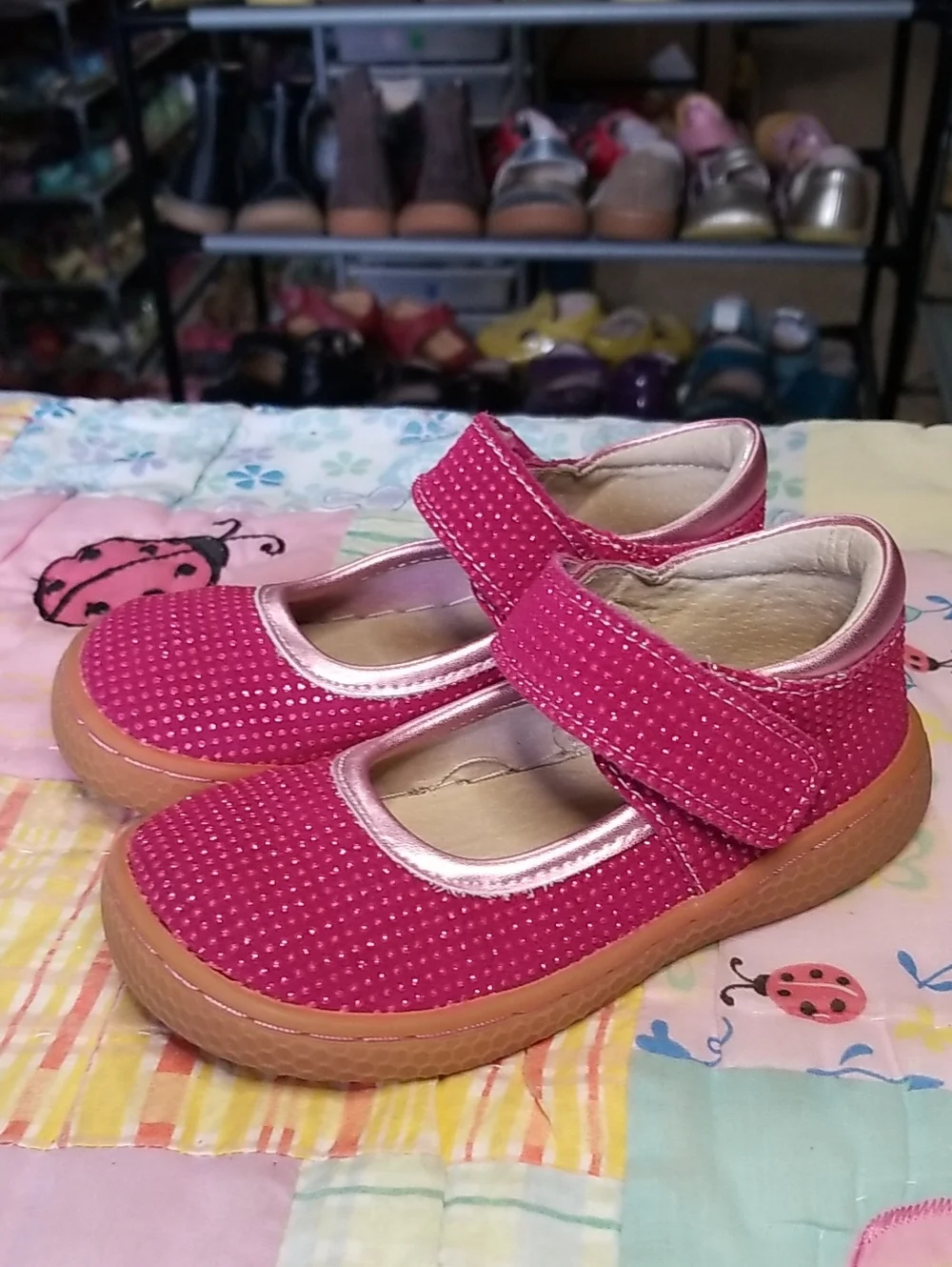 Livie & Luca Pink Mary Jane Shoes with Sparkly Dots Size 8 Gemma
